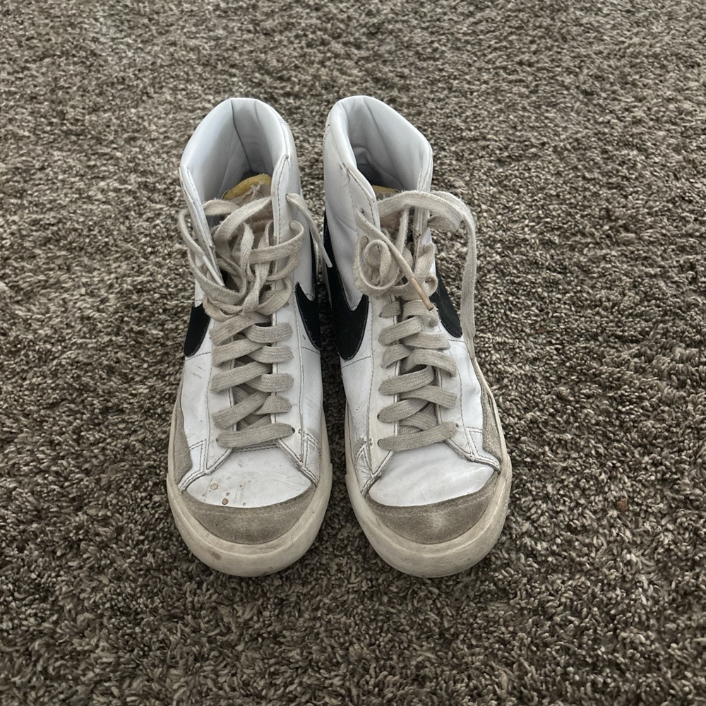 Nike White and Gray High-Top Sneakers